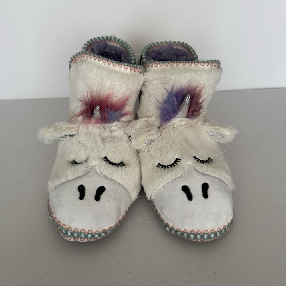 Muk Luks Unicorn Slipper Boots Women 9 Memory Foam Relax‎ Pastel Novelty Fun